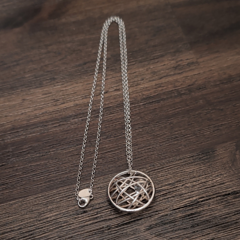 Deb Guyot Herkimer Stone Caged style Necklace, SS, 24"